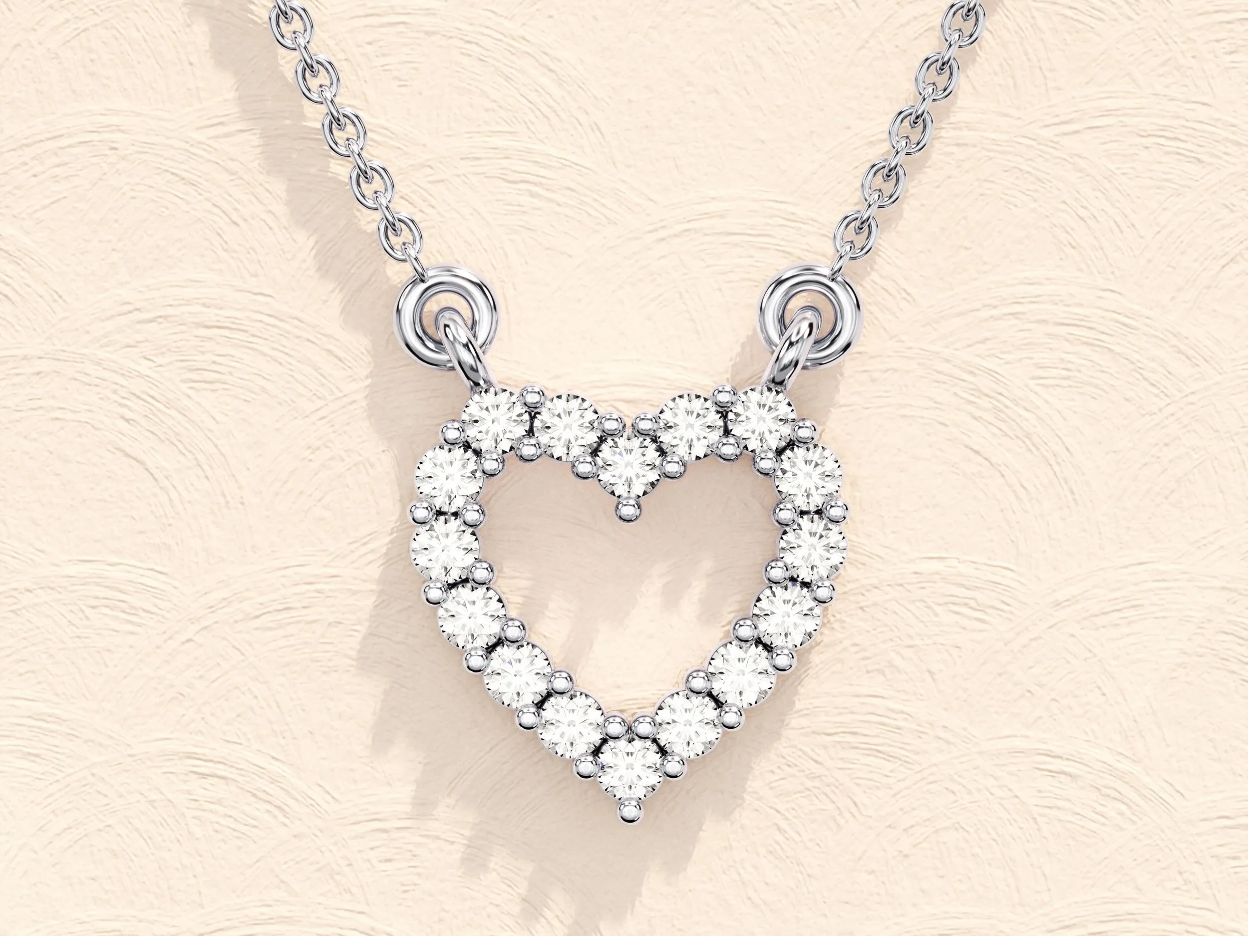 0.24 TCW Round Moissanite Diamond Heart Shaped Pendent Necklace