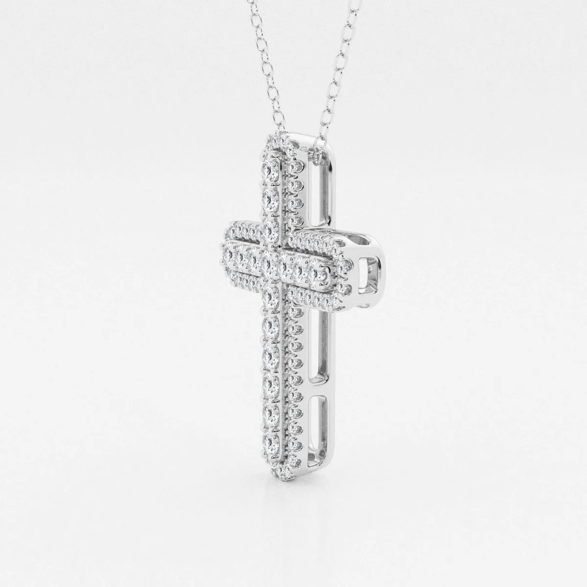 0.76 TCW Round Moissanite Diamond Cross Necklace