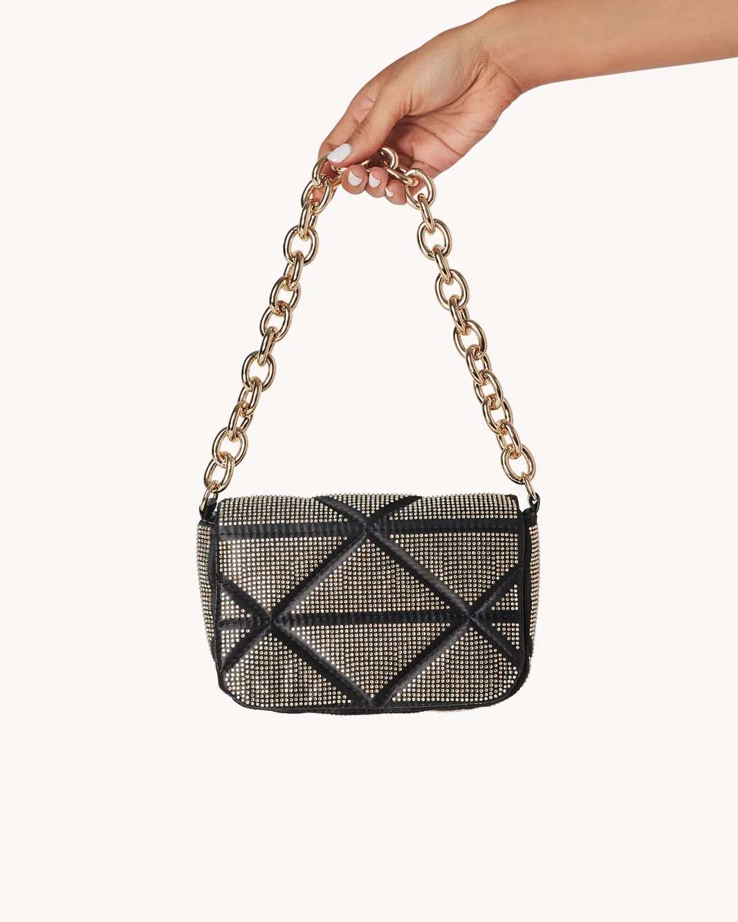 AMAY SHOULDER BAG - BLACK-GOLD DIAMANTE