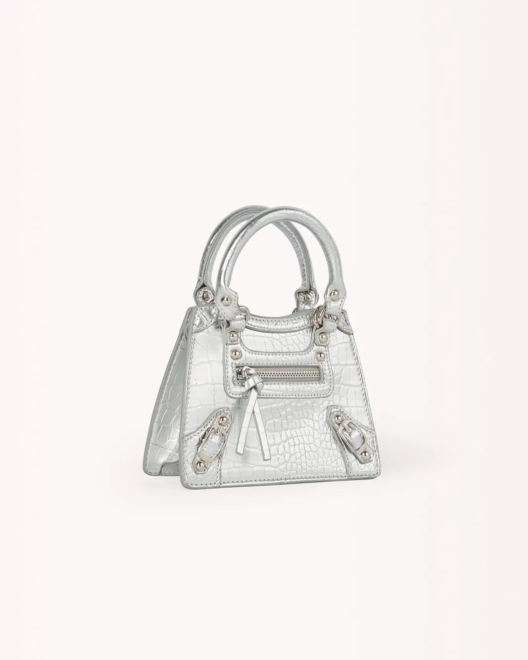 AMBER HANDLE BAG - SILVER CROC