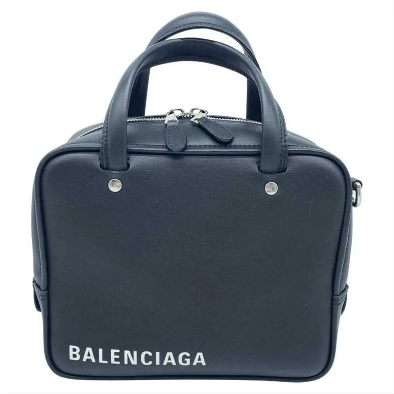 Balenciaga Triangle Square Xs Black Leather Cross Body Bag