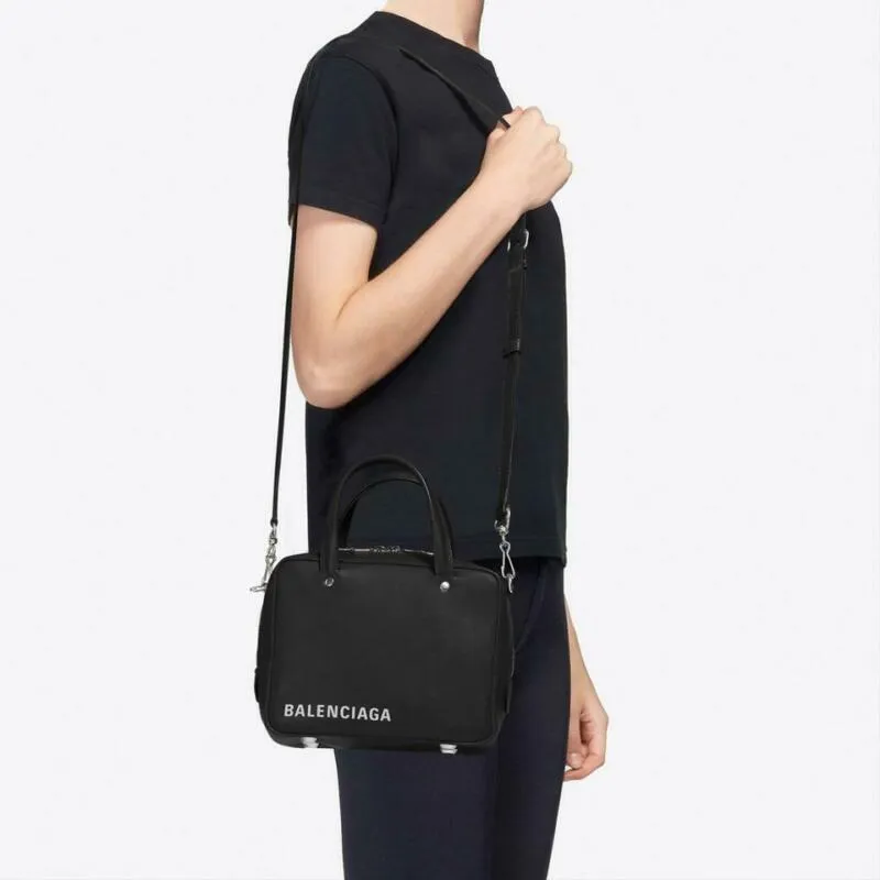 Balenciaga Triangle Square Xs Black Leather Cross Body Bag