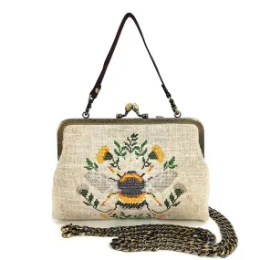 Bee Embroidered Vintage Kisslock Purse