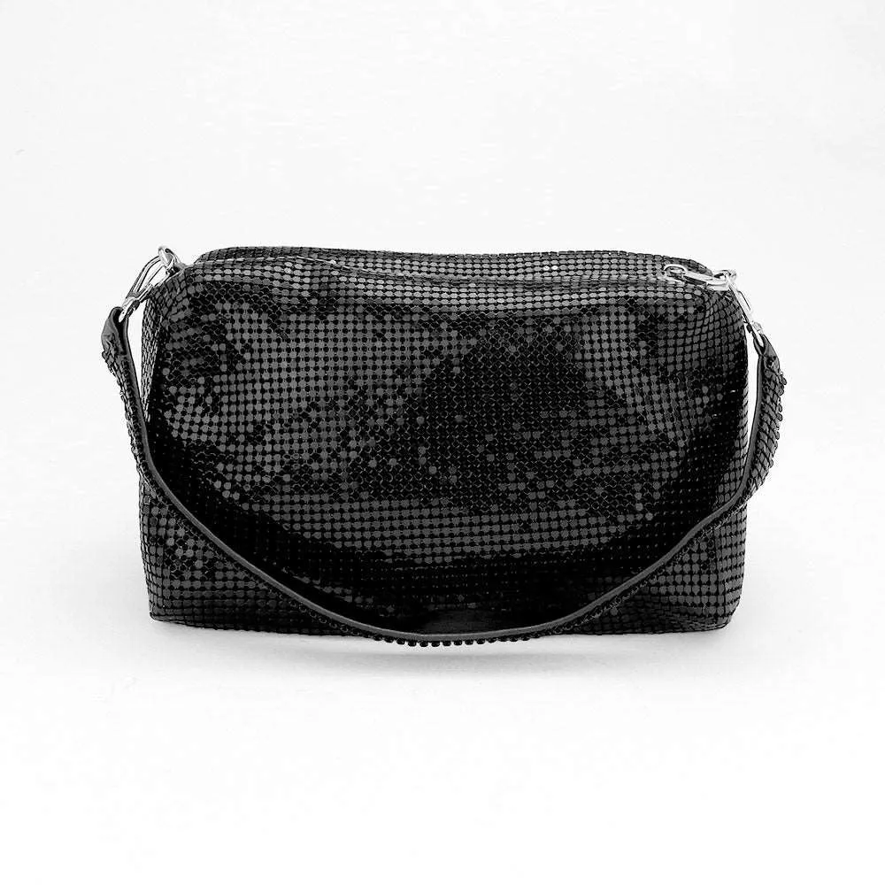 Black Bling Rectangle Tote / Crossbody Bag for Women