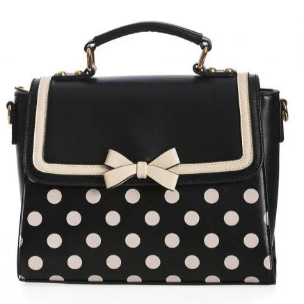 Black Cream Polka Dot Retro Handbag