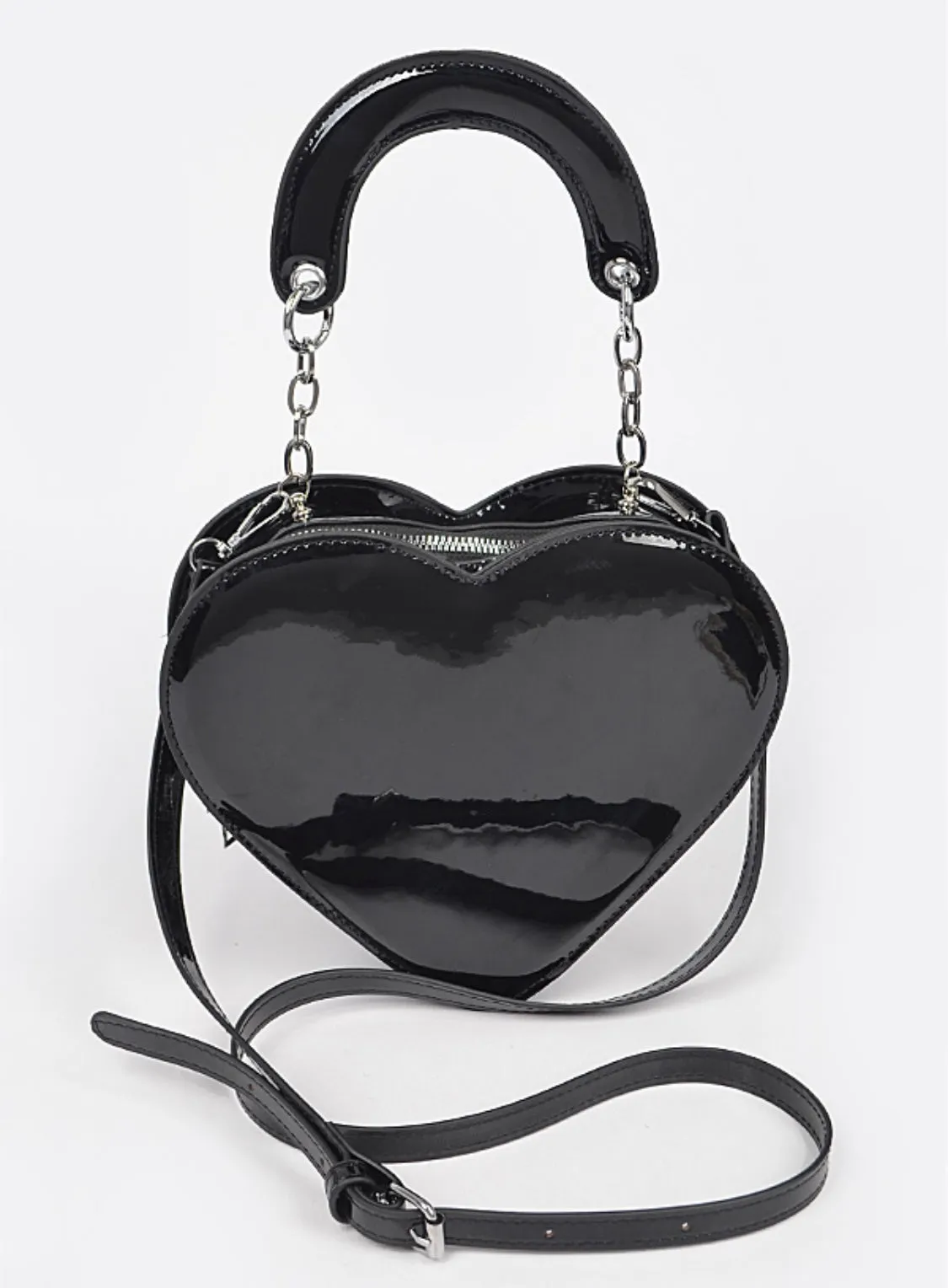 Black Enamel Heart Purse