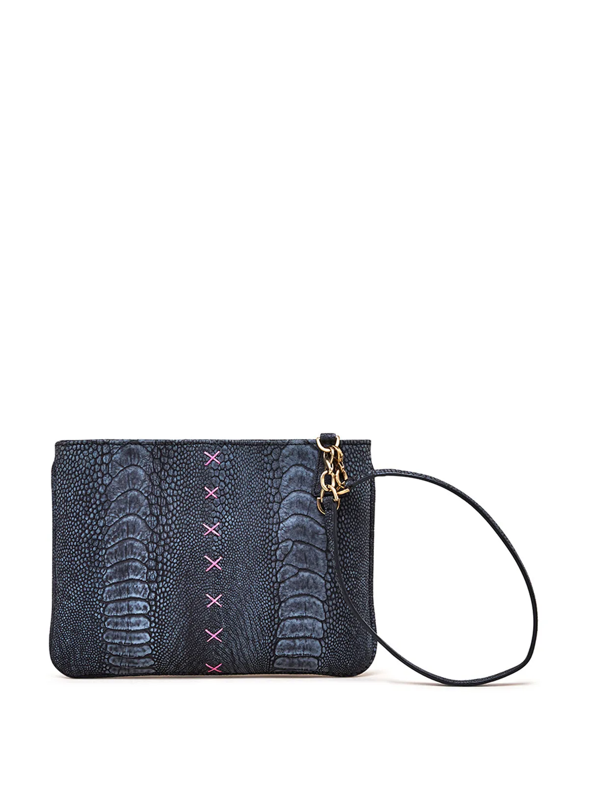 Black Stonewash Aja Clutch with Black Feather Charm