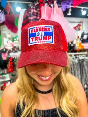 Blondes For Trump Glitter Cap - Red