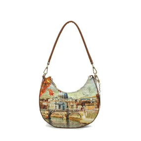 Borsa Donna a Spalla Hobo Bag Y NOT CLF-003 stampa Winter Rome