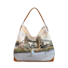 Borsa Donna Hobo Bag a Spalla Y NOT YES-641 Stampa London Kate