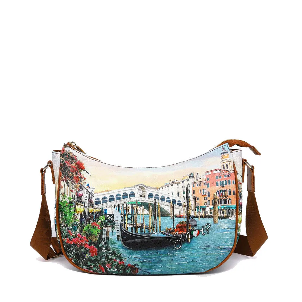 Borsa Donna Hobo Bag a Tracolla Y NOT YES-628 Stampa Canaletto