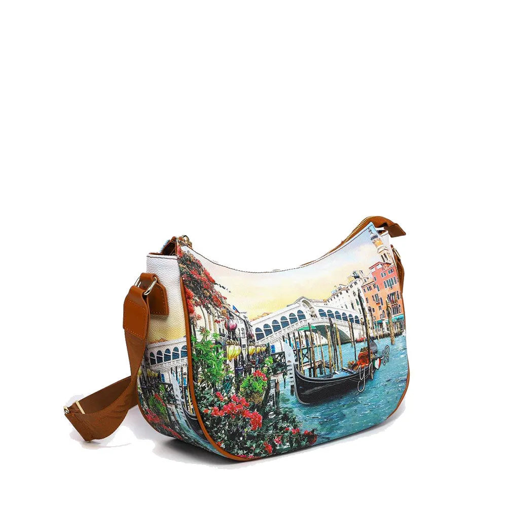 Borsa Donna Hobo Bag a Tracolla Y NOT YES-628 Stampa Canaletto