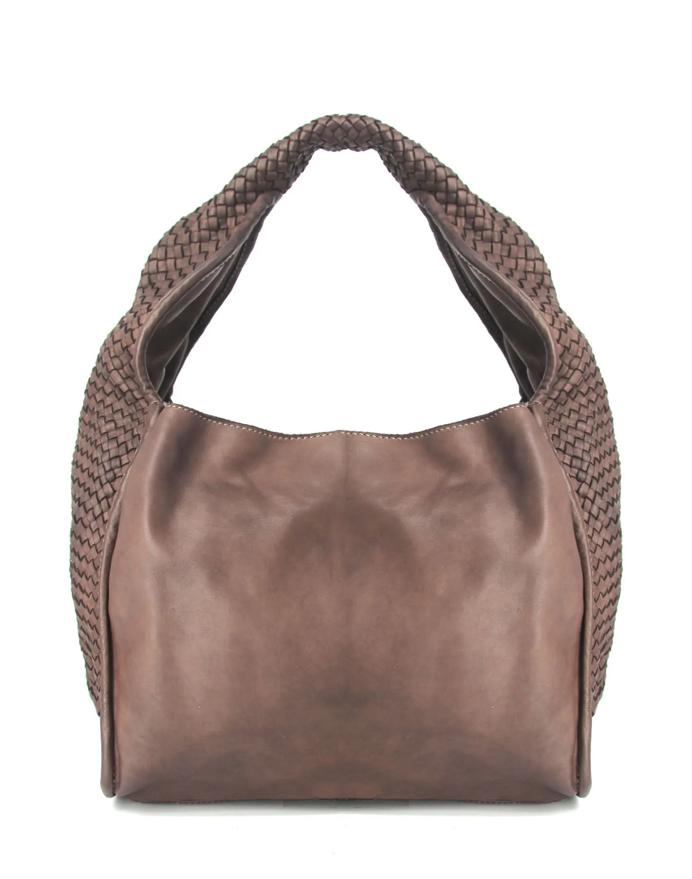 Braided accent leather hobo bag wholesale