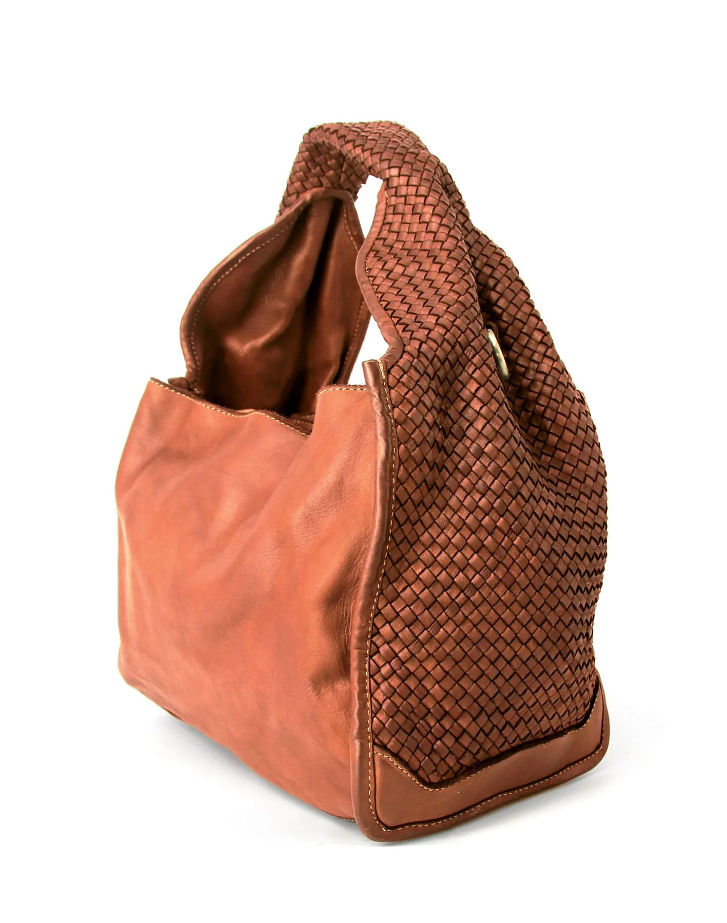 Braided accent leather hobo bag wholesale