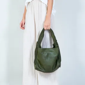 Braided accent leather hobo bag wholesale