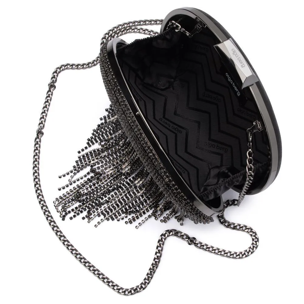 Bria Crystal Fringed Bag - Black