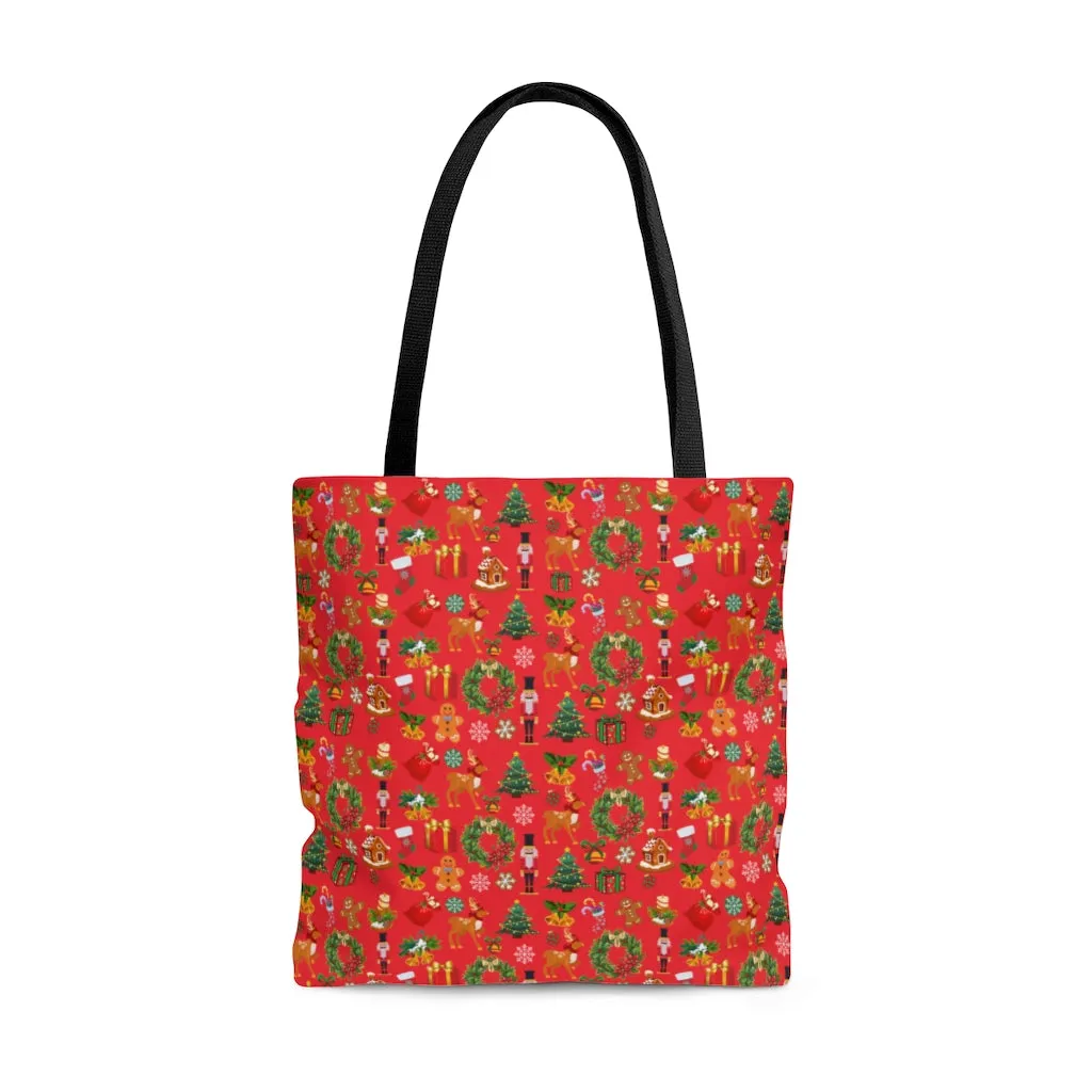 Christmas Joy... Holiday Red Tote Bag (Dual-Sided Design)