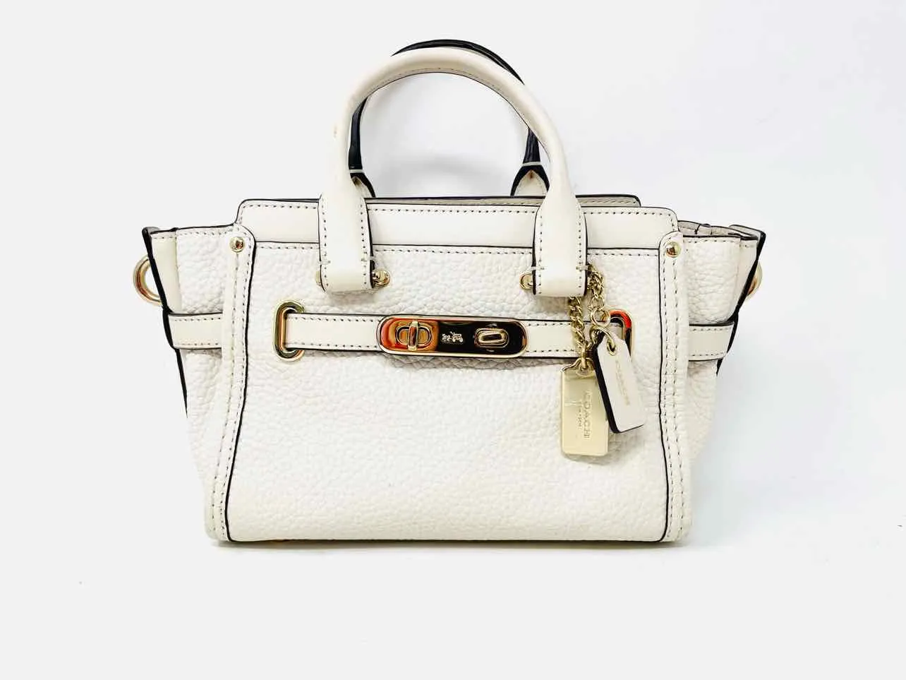 Coach Ivory Pebbled Leather AS IS Designer Satchel