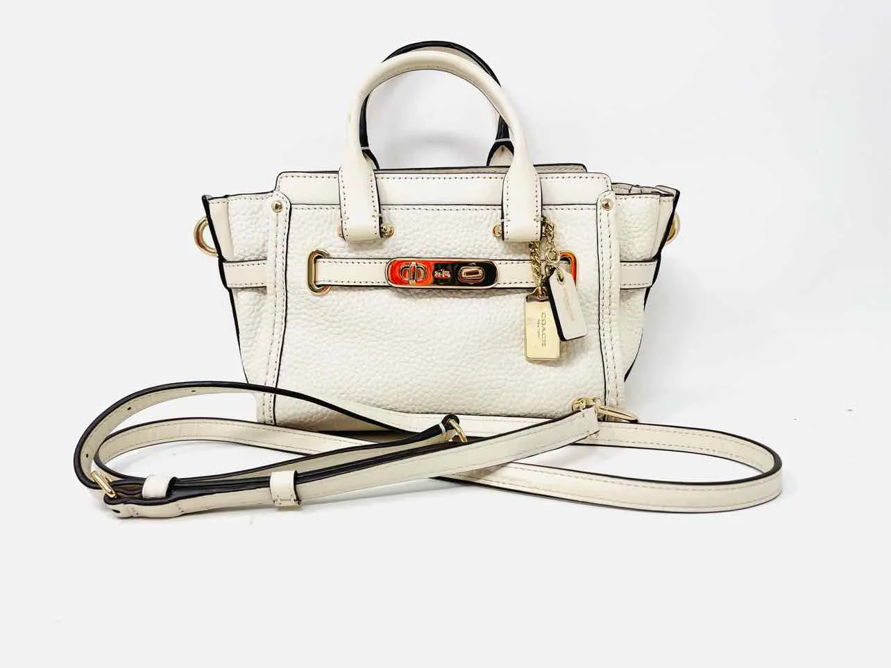 Coach Ivory Pebbled Leather AS IS Designer Satchel