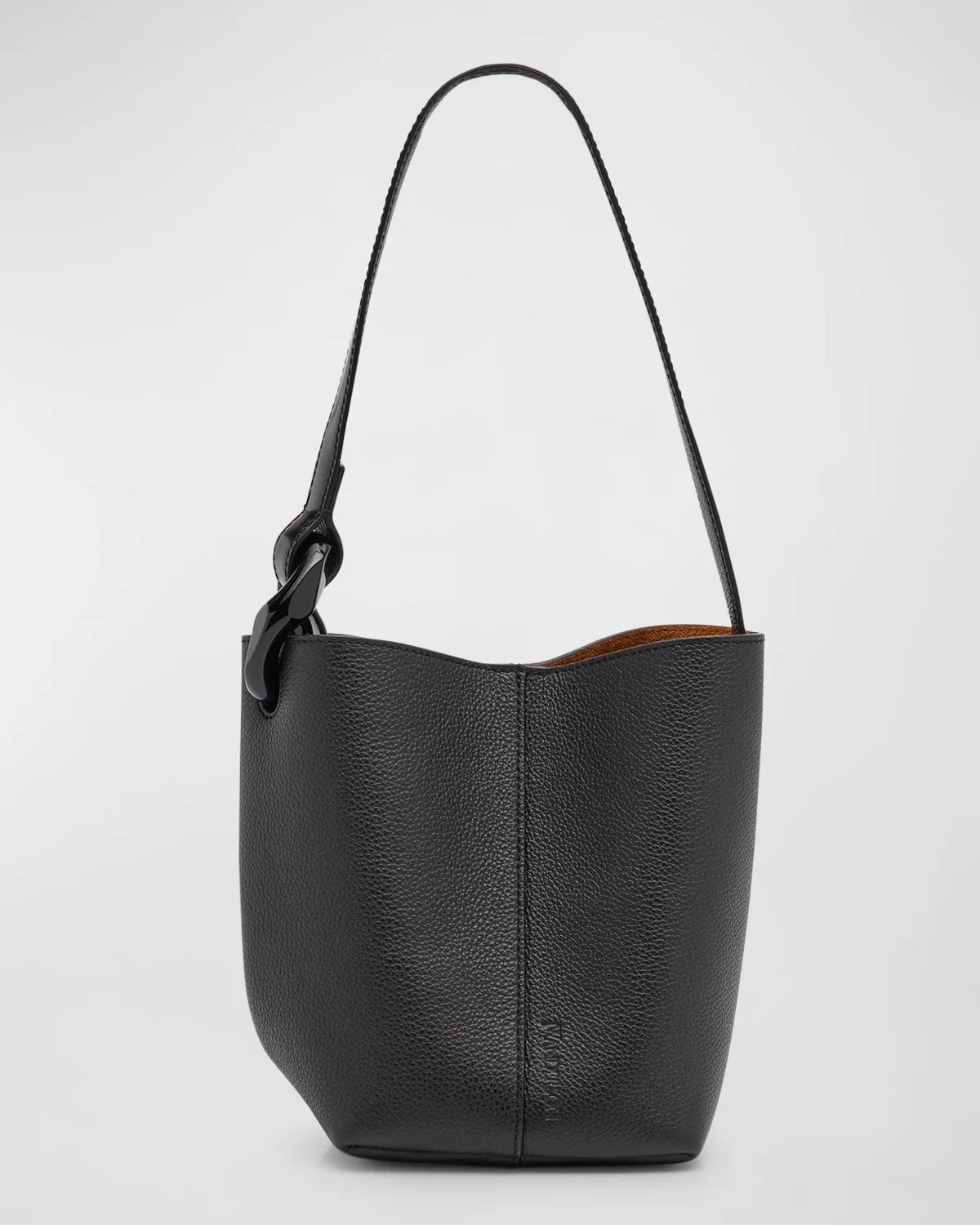 Corner Small Grain Leather Bucket Bag