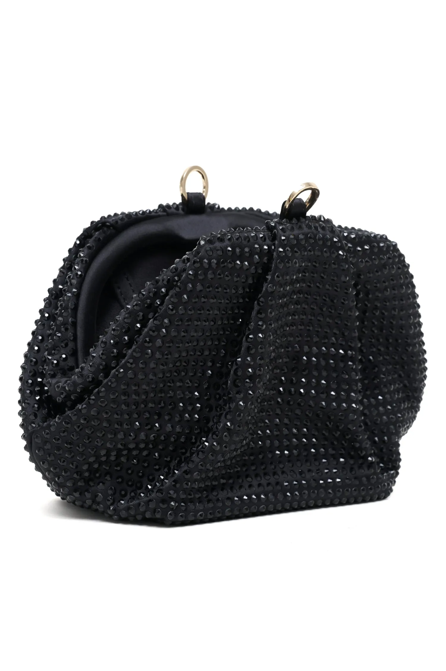 CRYSTAL RUCHED EVENING CLUTCH-BLACK