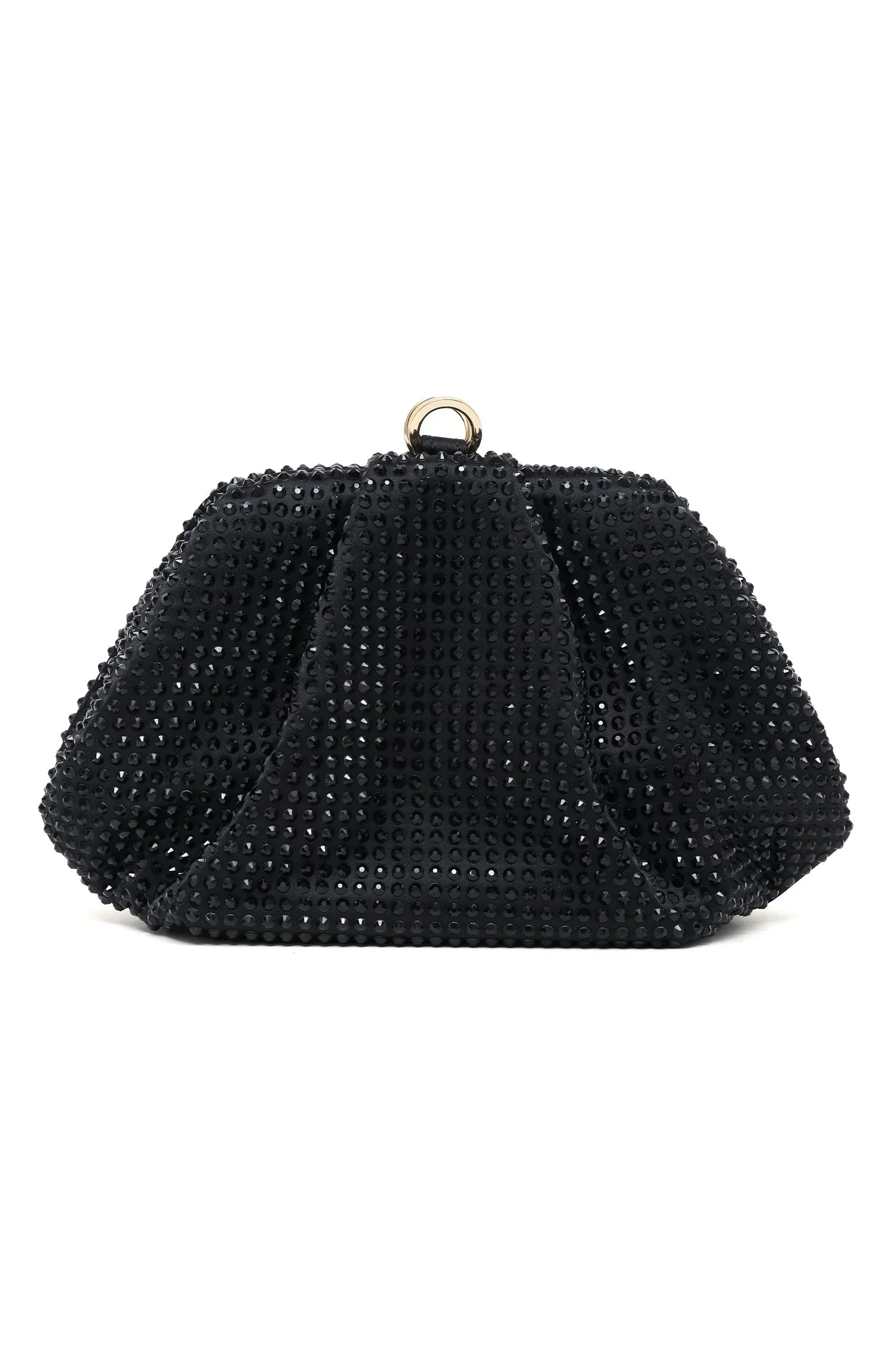 CRYSTAL RUCHED EVENING CLUTCH-BLACK