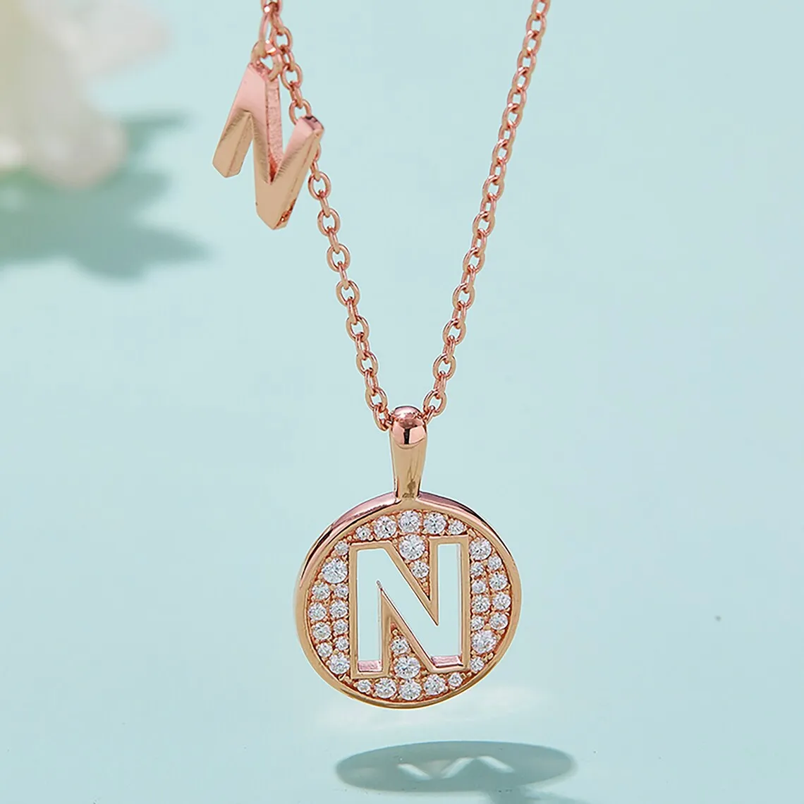 Customized N Letter Moissanite Diamond Necklace