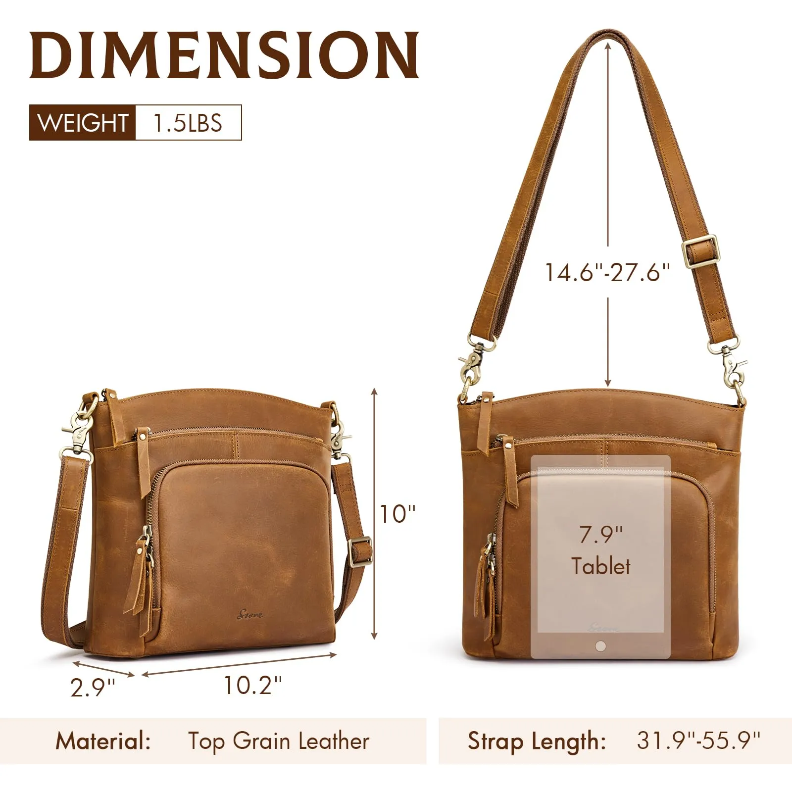 Disenger Genuine Leather Satchel Crossbody Bag