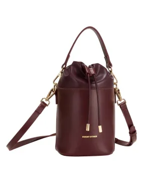 Every Other Drawstring Bucket Bag - Burgundy