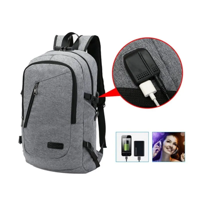 Fashion man laptop backpack usb charging computer backpacks casual style bag large male business travel bag backpack