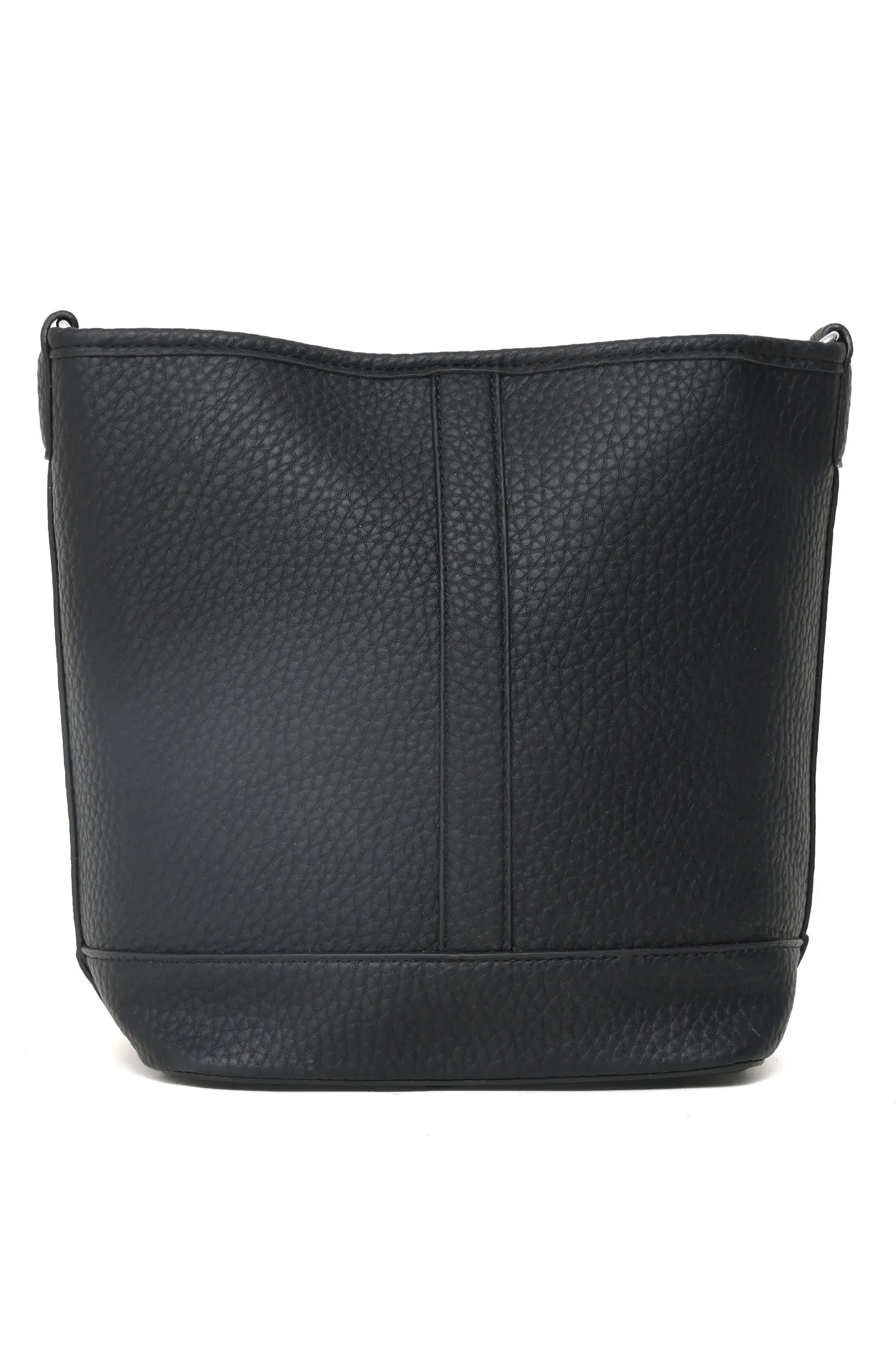 FAUX LEATHER BAG-BLACK