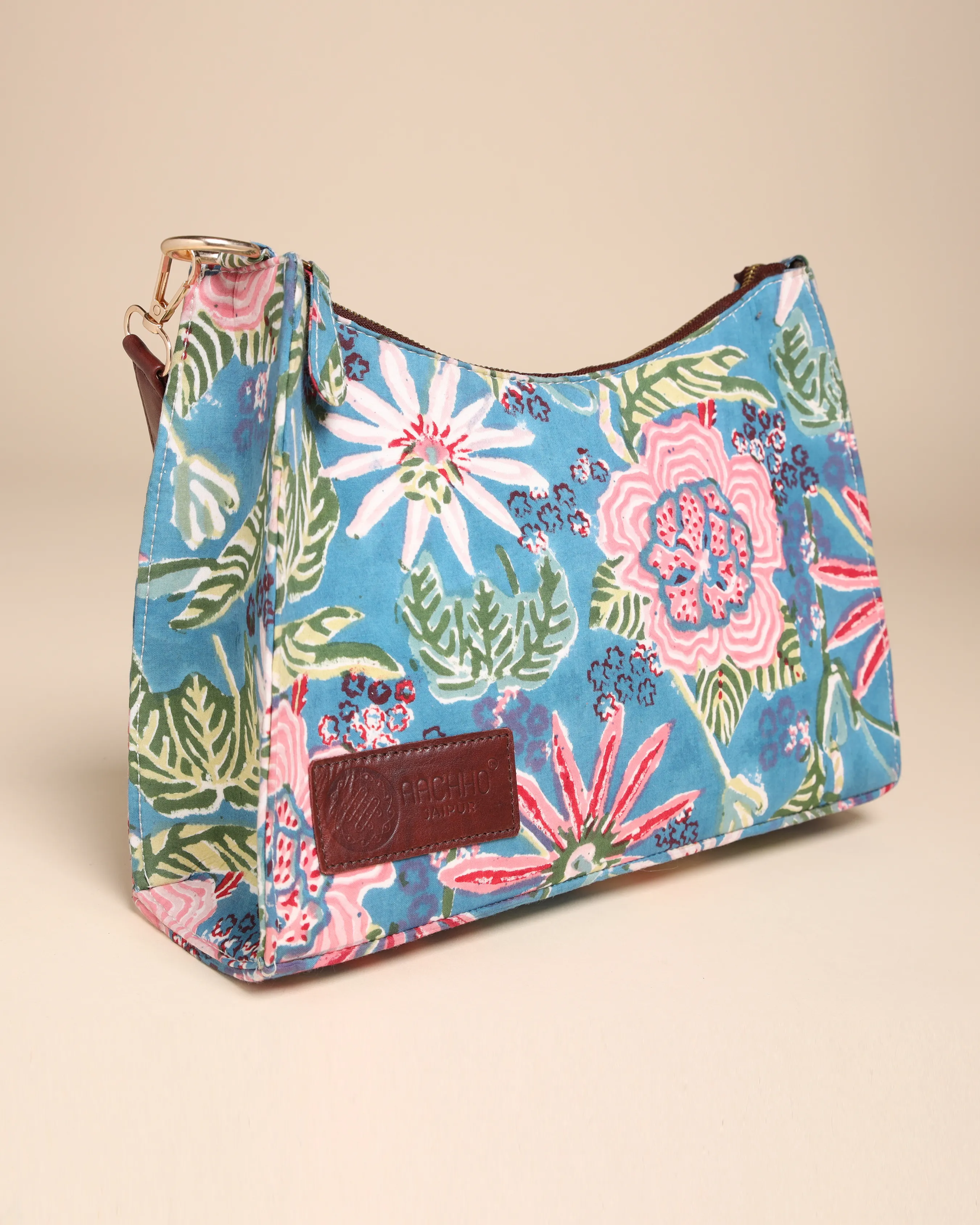 Flower Fairy Cotton Blockprinted Baguette Bag