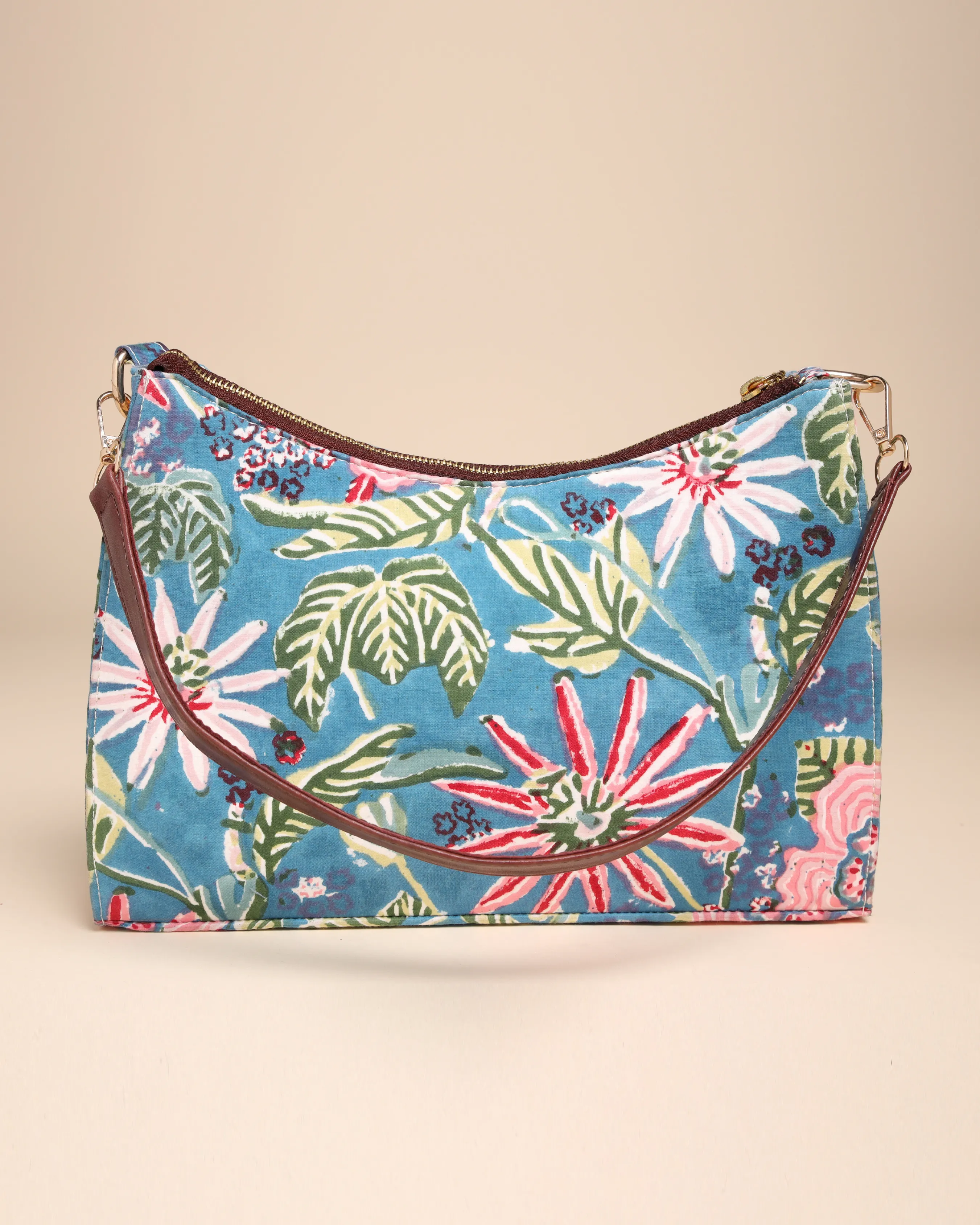 Flower Fairy Cotton Blockprinted Baguette Bag