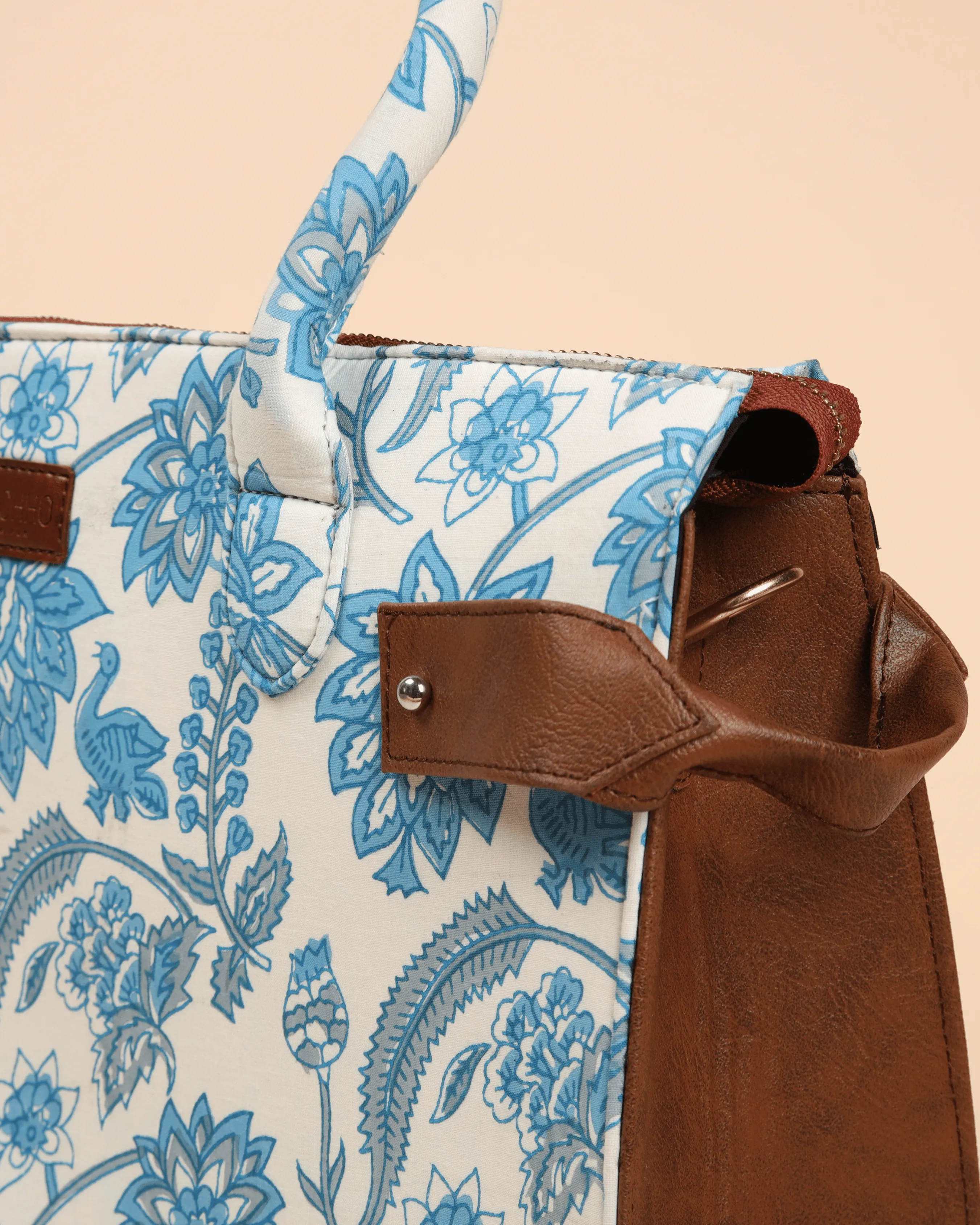 Frosty Blue Handblock Shoulder Bag