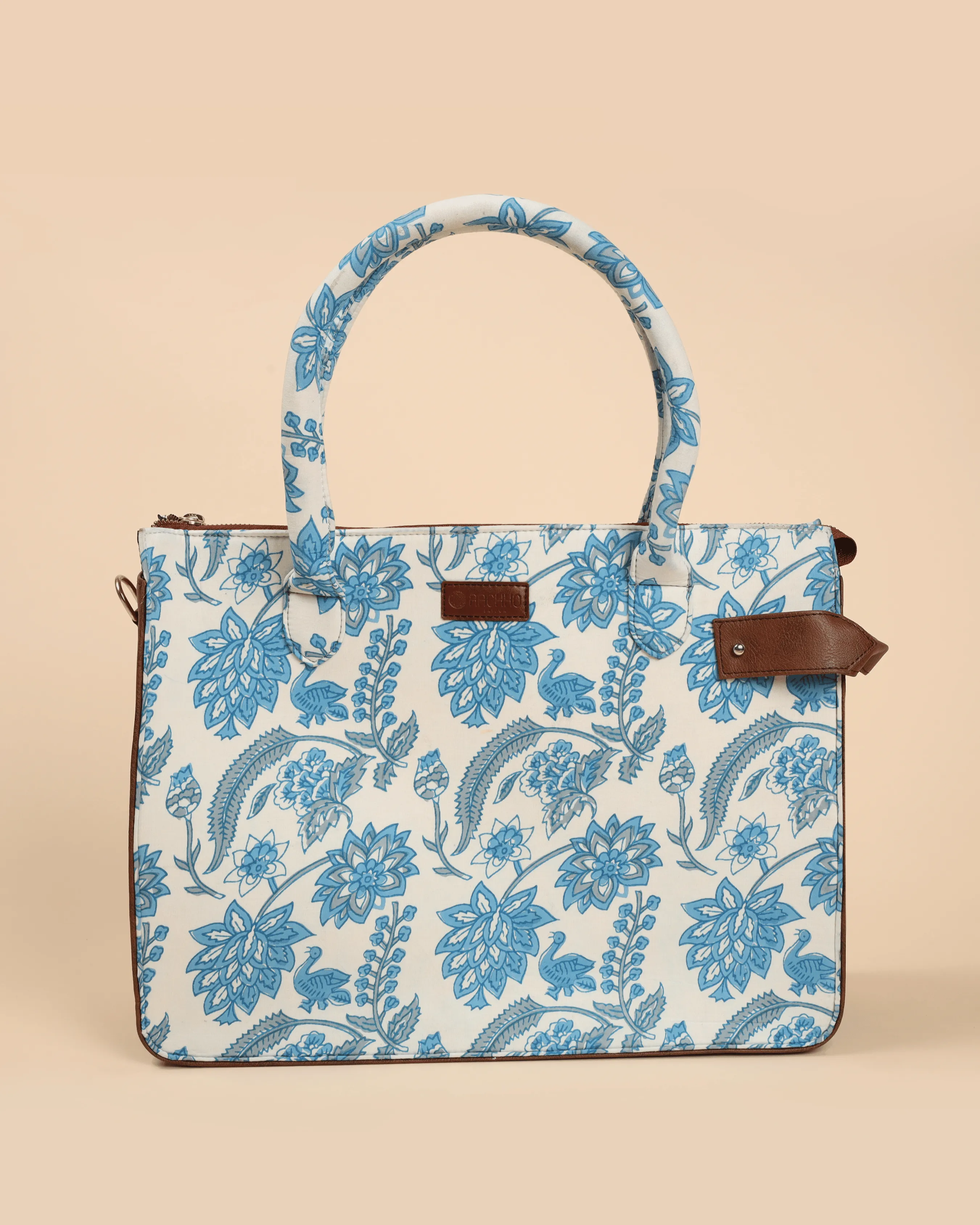 Frosty Blue Handblock Shoulder Bag