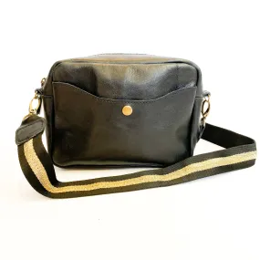 Gia leather black camera crossbody bag