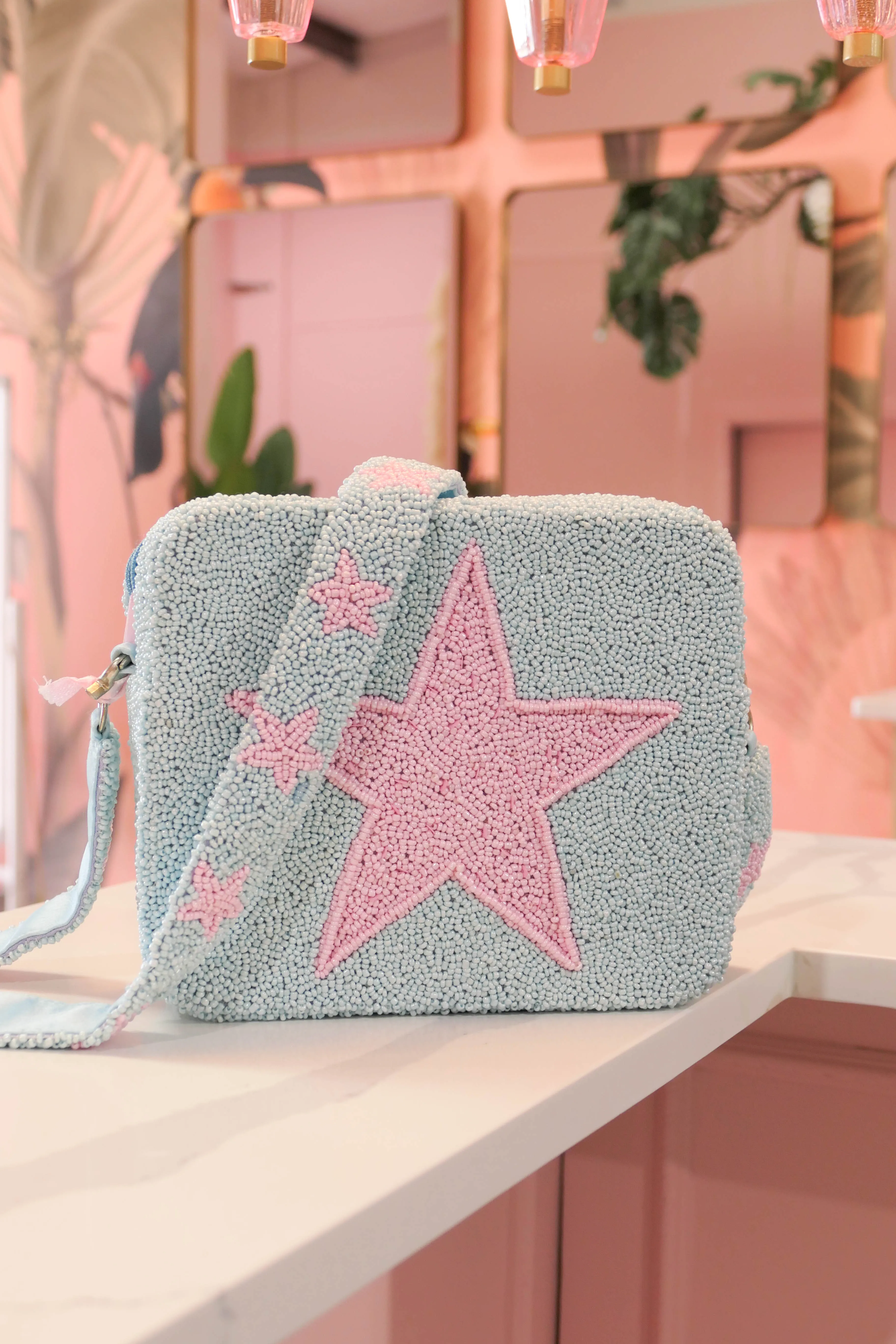 Glamfox - Beaded Baby Pink and Blue Star Bag [Pre Order]