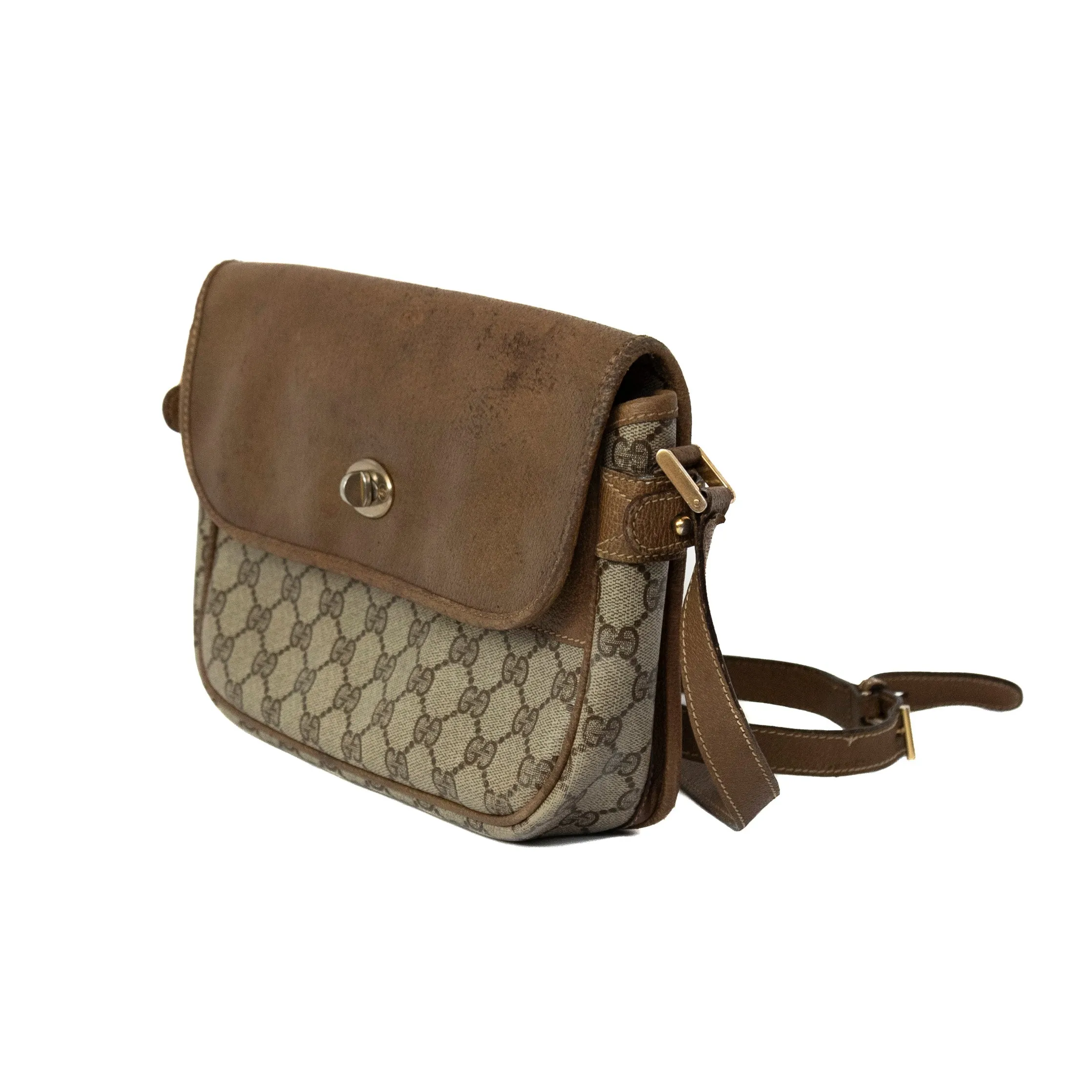 Gucci Brown GG Leather Crossbody Bag