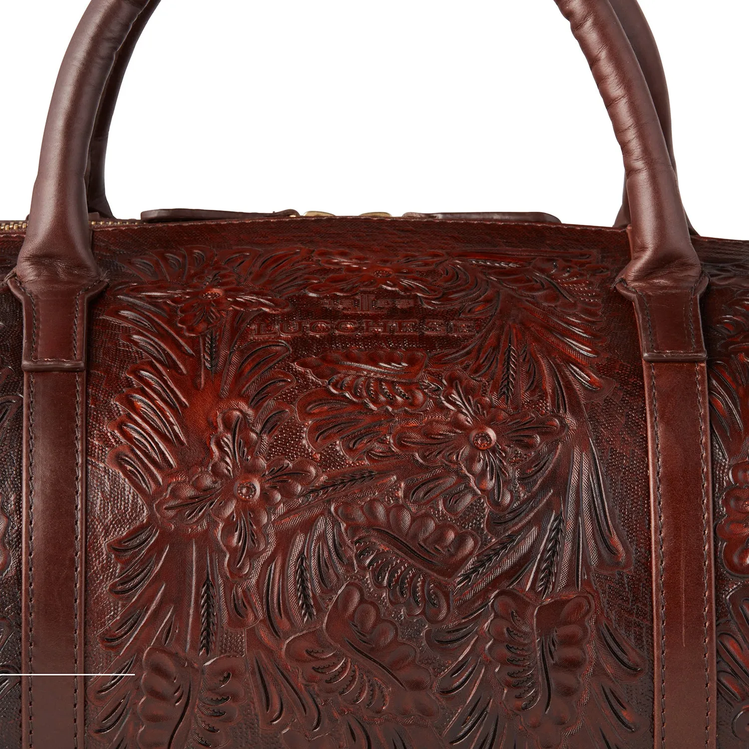 Hand-Tooled Duffle :: Brown