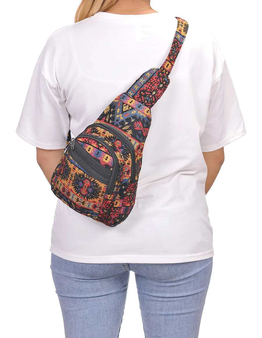 Hippie Boho Cotton Poly Bohemian Sling Bag Backpack Tribal