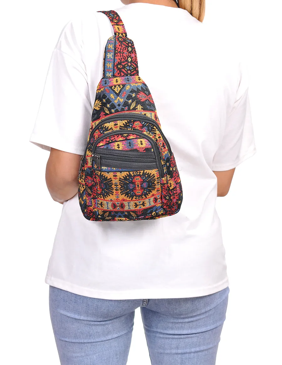 Hippie Boho Cotton Poly Bohemian Sling Bag Backpack Tribal