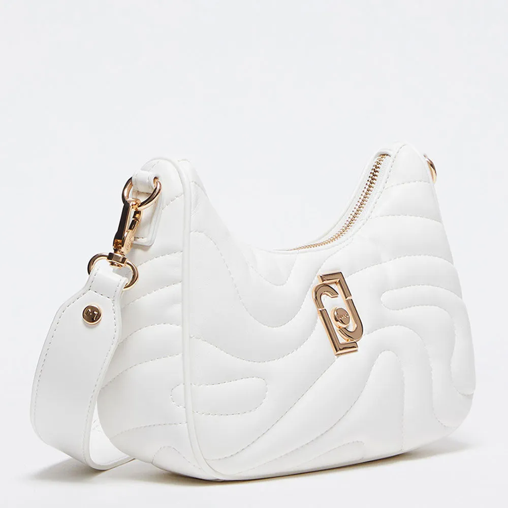 Hobo Bag con Tracolla LIU JO Better Trapuntata Off White con Charm