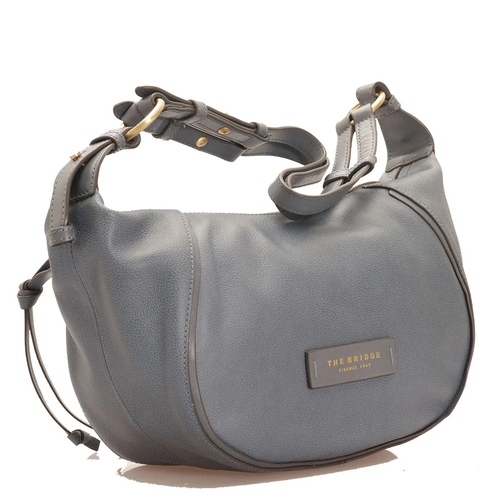 Hobo Bag Small Donna THE BRIDGE linea Domitilla in Pelle color Ceruleo