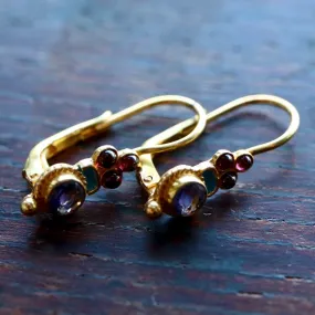 Iris Iolite and Garnet Earrings