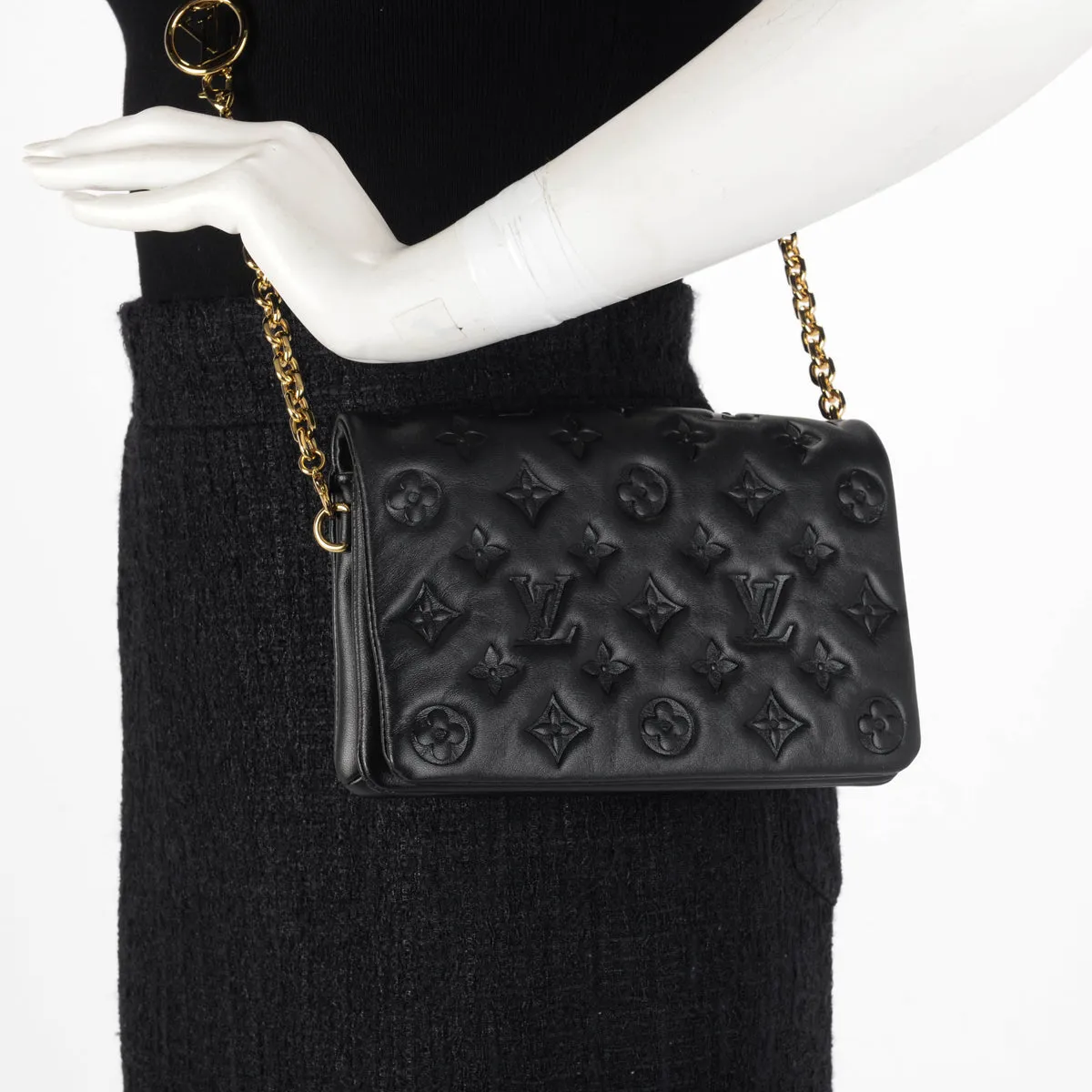 Louis Vuitton Black Monogram Lambskin Coussin Pochette