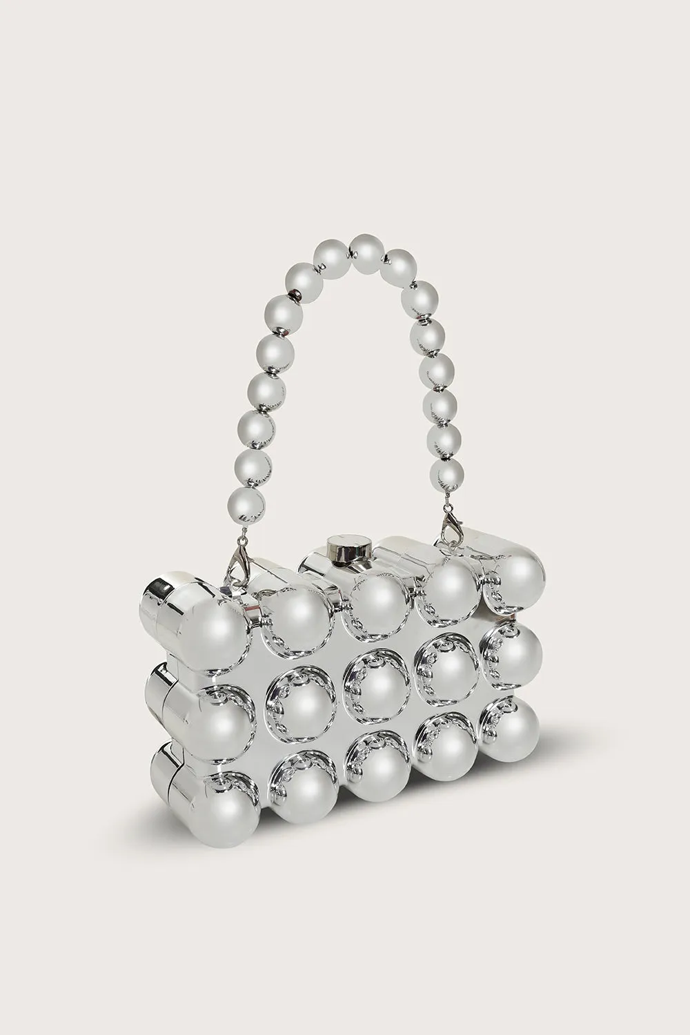 MAIA Spherical Acrylic Clutch Bag in Silver