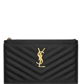 Monogram Bill Pouch, Black/Gold