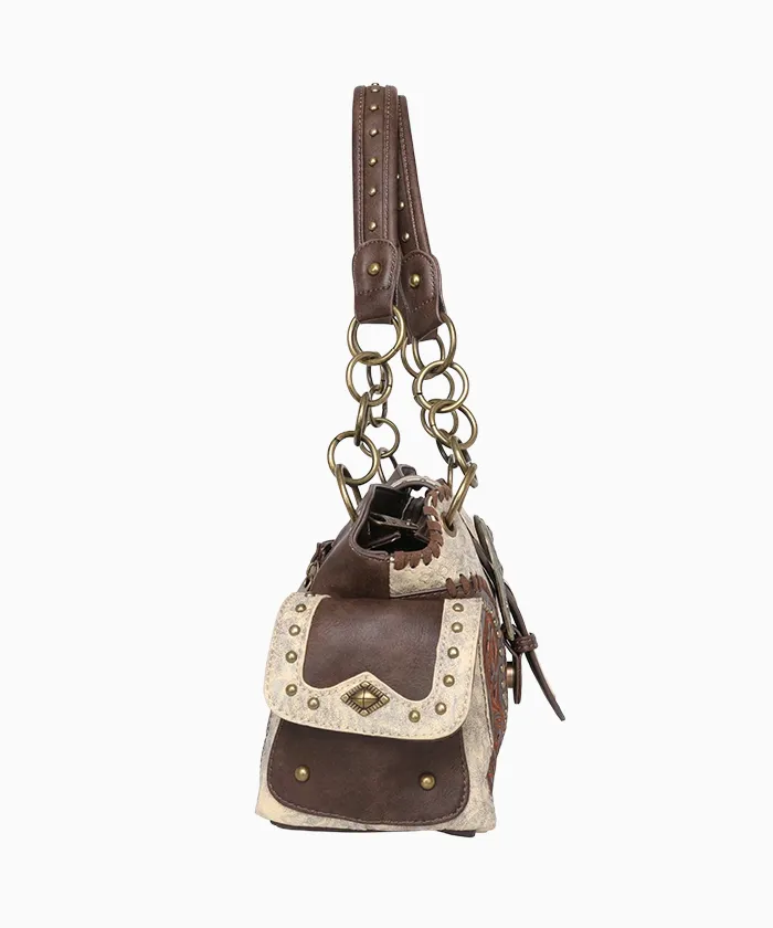 Montana West Cut-out Western Floral Buckle Satchel