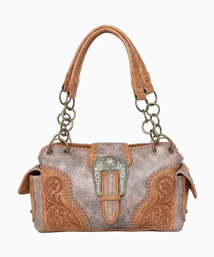 Montana West Cut-out Western Floral Buckle Satchel