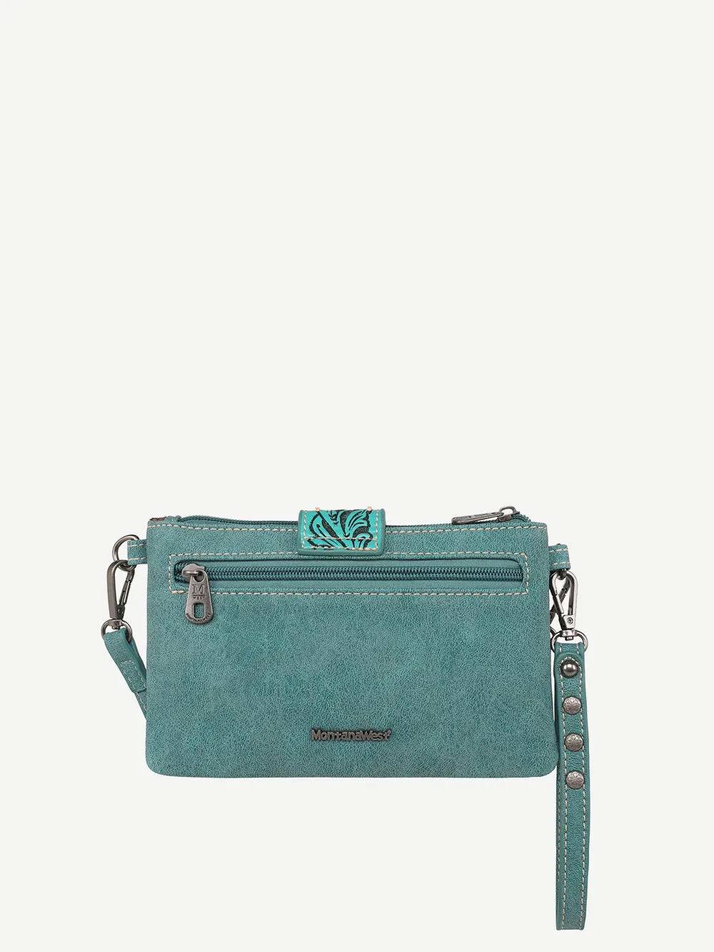 Montana West Tooled Buckle Hand-stitch Crossbody Clutch